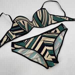 Andres Sarda green striped Y2K bikini